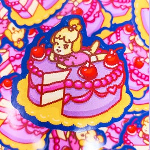 Isabelle's Fav B-Day Cake Aufkleber | Niedliche Sticker | Kawaii Aufkleber | ACNH Aufkleber | Animal Crossing | Laptop Aufkleber | Wasserflasche Sticker