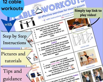 Cable Machine Full Body Workout Plan, Fitness Program, Workout and Workout Tutorials, Digital Download, Strength Training and Weight loss