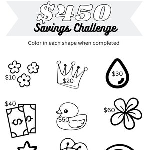 450 Dollar Savings Challenge | Cash Stuffing | Debt Free | Color Page