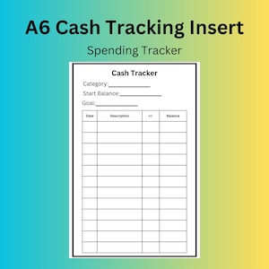 A6 Cash Envelope Spending Tracker | Cash Tracker for Cash Stuffing | Cash Tracking Insert