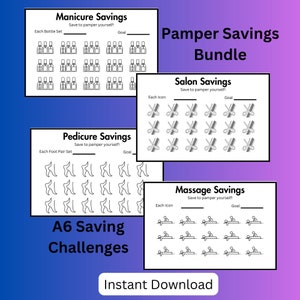 Pamper Yourself Saving Bundle | Manicure and Pedicure Savings | Salon and Massage Savings | Saving Challenges Cash Stuffing | Choose Goal