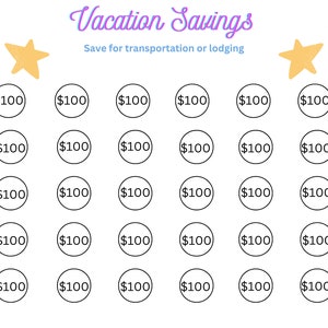 Vacation Savings | Cash Stuffing | Saving Challenge | Hotel Saving | Transporation Saving | PDF Print | Digital