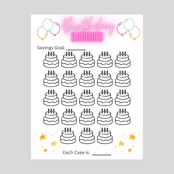 Desafío de ahorro de cumpleaños Sobres para rellenar efectivo