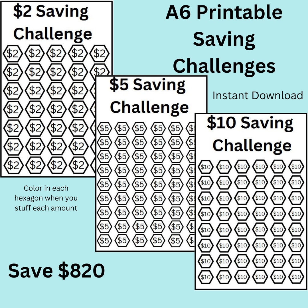 A6 Saving Challenges | 2 Dollar Savings Challenge | 5 Dollar