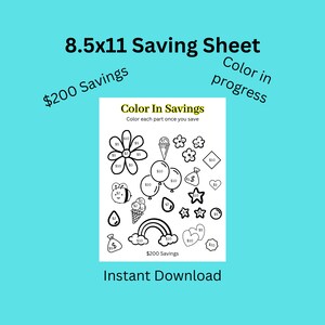 Saving Challenge Sheet | Color in Savings | 200 Dollar Savings Sheet | Cash Envelope System Saving Challenge | Low Income Savings