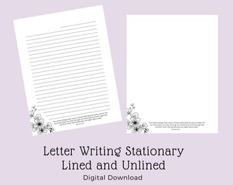 Letter Writing Stationery- Lined and Unlined