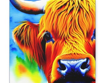 Highland Cow Canvas, Highland Cow Art, Animal Wall Art, Cow Wall Art, Highland Cow, Highland Cows, Scottish Highland Cow Wall Art