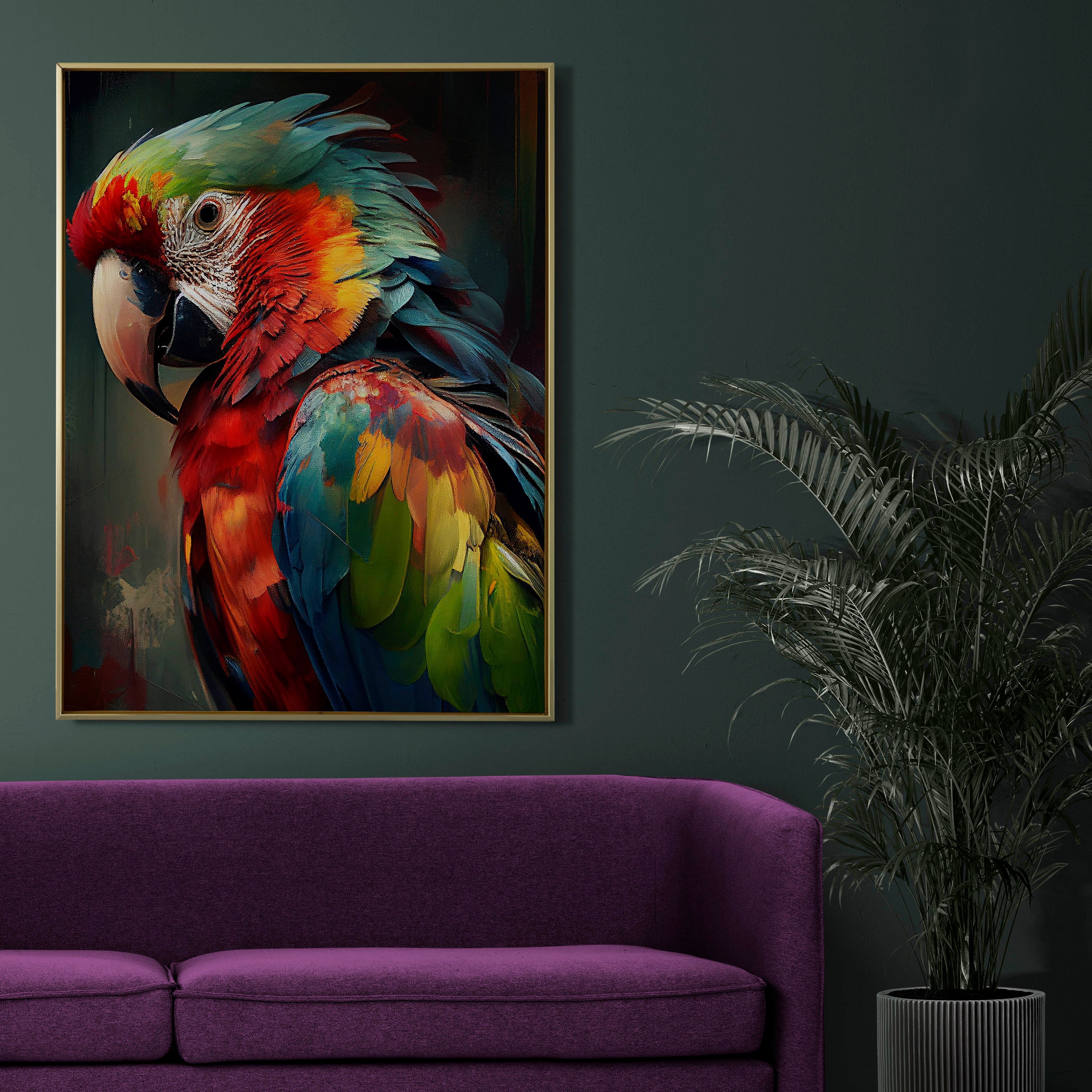 Parrot Oil Painting Parrot Abstract Square (1:1 Ratio) DIGITAL DOWNLOAD ...