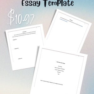 May include: Three white pages of an APA 7th Edition Student Essay Template are stacked against a gradient background. The text "APA 7th Edition Student Essay Template" is at the top. The price is £8.70.