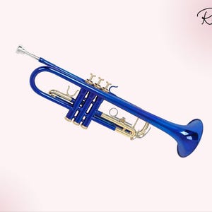 Professional Blue Bb Trumpet with Hard Case, Mouthpiece– Precision-Crafted Trumpet for Rich Tone & Easy Playability- Musical Instrument