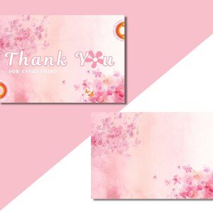 花柄サンキューカード、ご購入ありがとうございますカード、ブライダル/ウェディング/ベビーシャワーカード、白紙のサンキューノート - 印刷可能ですぐにダウンロード可能