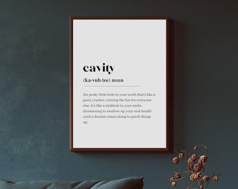 Dental Cavity Definition Print, Dentist Office Wall Art (Digital Download)