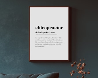 Kiropraktordefinition, minimalistisk väggkonst (digital nedladdning)