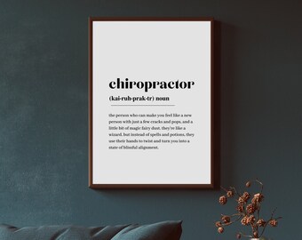 Chiropractor Definition Art Print, Minimalist Wall Decor (Digital Download)