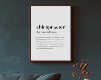 Chiropractor Definition Print, Minimalist Wall Art (Digital Download)