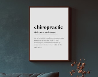 Kiropraktikdefinition, minimalistisk väggkonst (digital nedladdning)