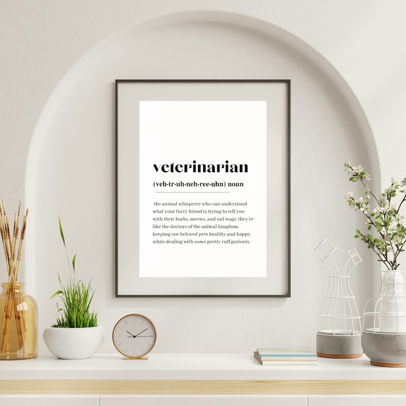 Veterinarian Definition Print, Wall Art Print, Vet Print, Definition