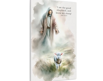 The Good Shepherd Canvas Print - Inspirational Biblical Artwork - Religious Home Decor