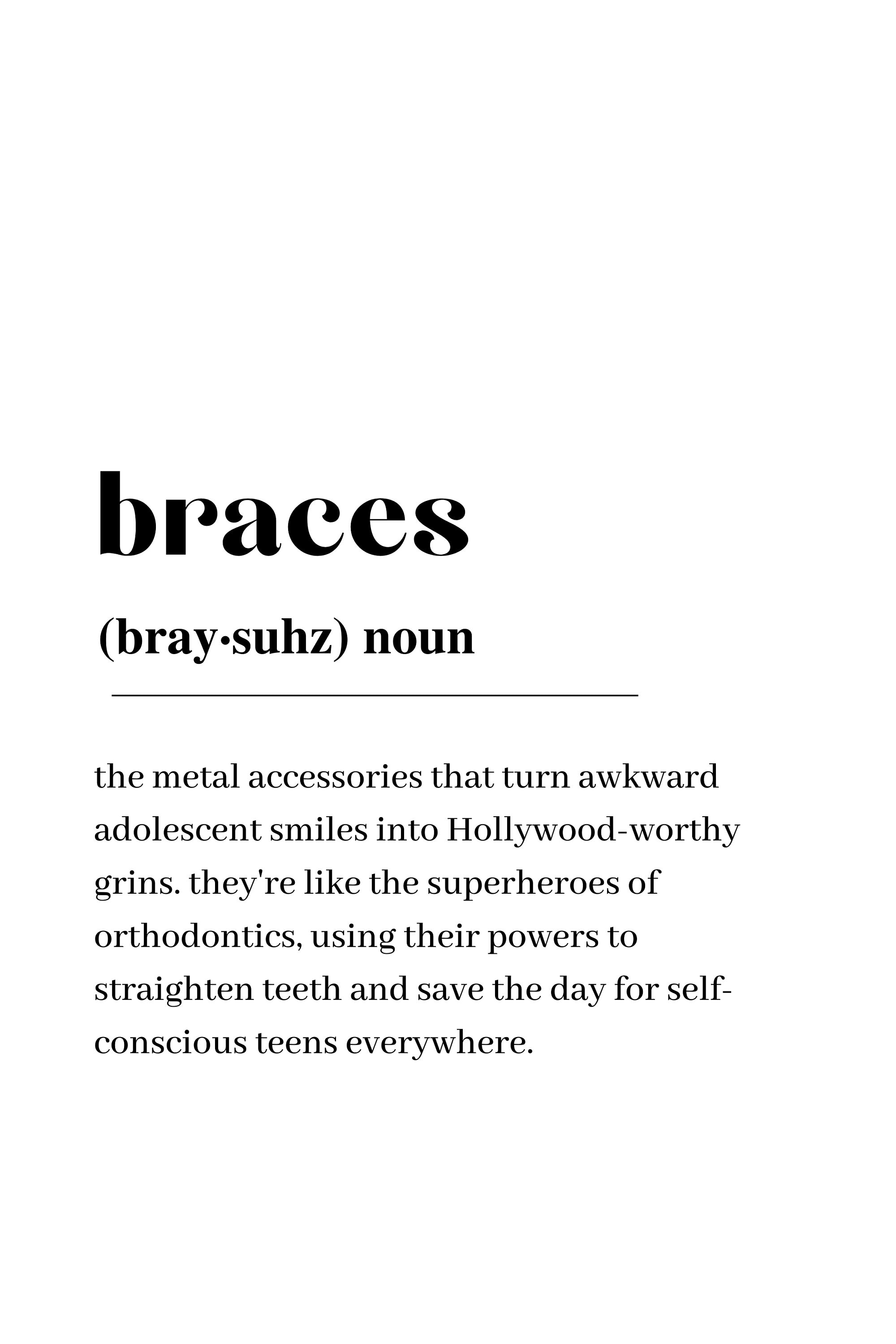 Orthodontist Braces Definition Print, Orthodontics, Wall Art Print