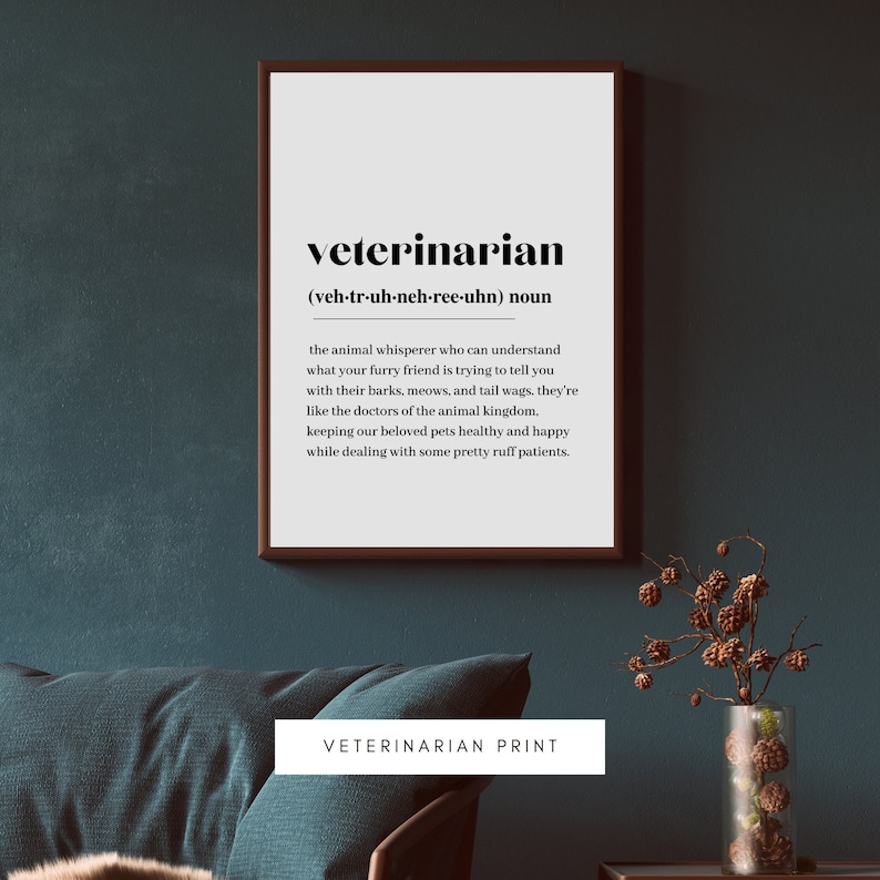 Veterinarian Definition Print, Wall Art Print, Vet Print, Definition