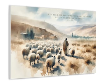 The Good Shepherd Canvas Print - Inspirational Biblical Artwork - Religious Home Decor