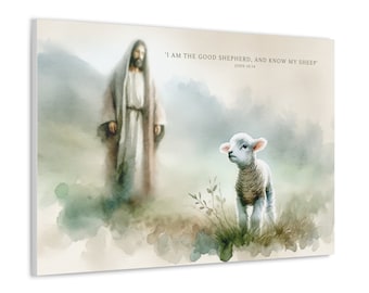 The Good Shepherd Canvas Print - Inspirational Biblical Artwork - Religious Home Decor