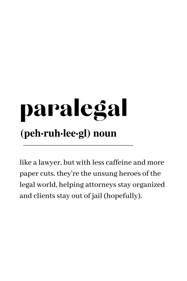 Paralegal Definition Print, Wall Art Print, Lawyer Print, Definition
