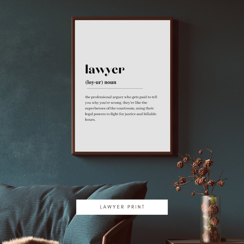 Lawyer Definition Print, Wall Art Print, Lawyer Print, Definition Print