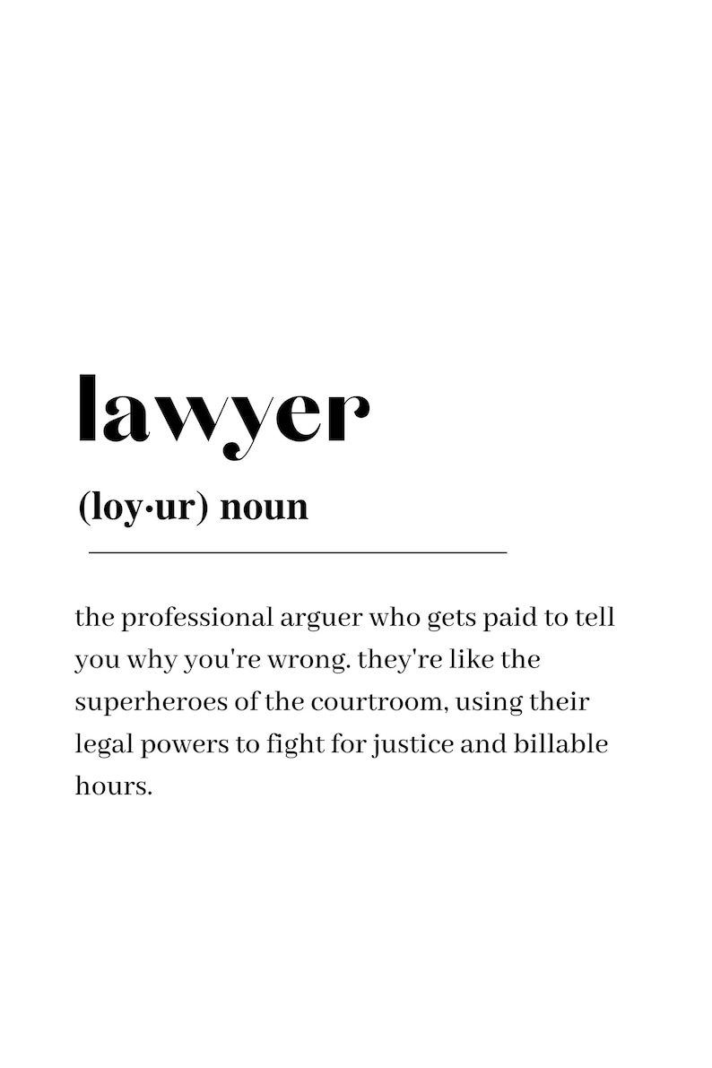 Lawyer Definition Print, Wall Art Print, Lawyer Print, Definition Print