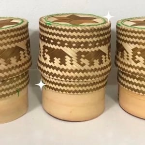 Kra-Tip Sticky Rice Box Pot BamBoo handmade Basket Glutinous Thai Lao
