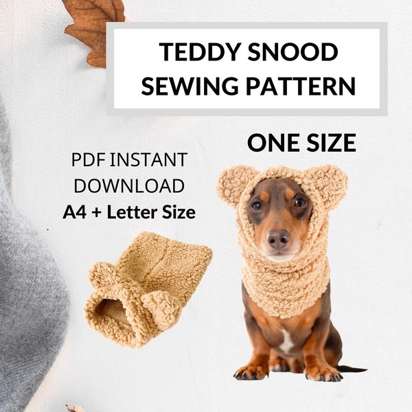 Dachshund Teddy Ears Beanie Sewing Pattern | Dog Neckwarmer | Dog Snood | One Size | Dachshund lovers gift | Miniature and Tweenies