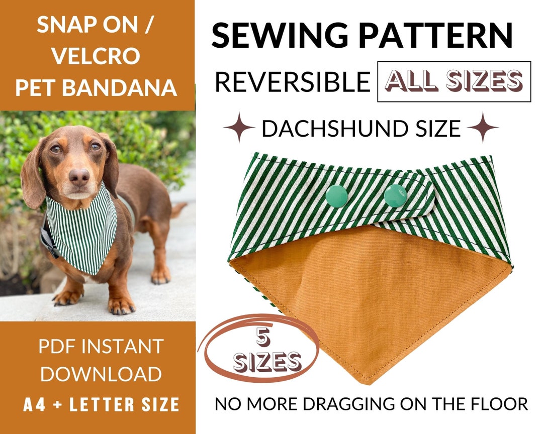 reversible tie on dog bandana pattern
