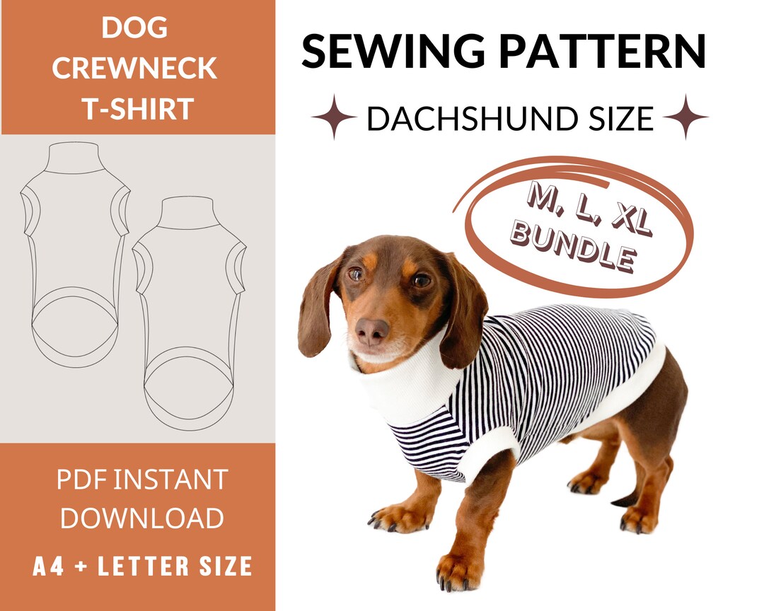 Bundle M, L, XL Sewing Pattern Dachshund Fleece Sewing Pattern Long Dog