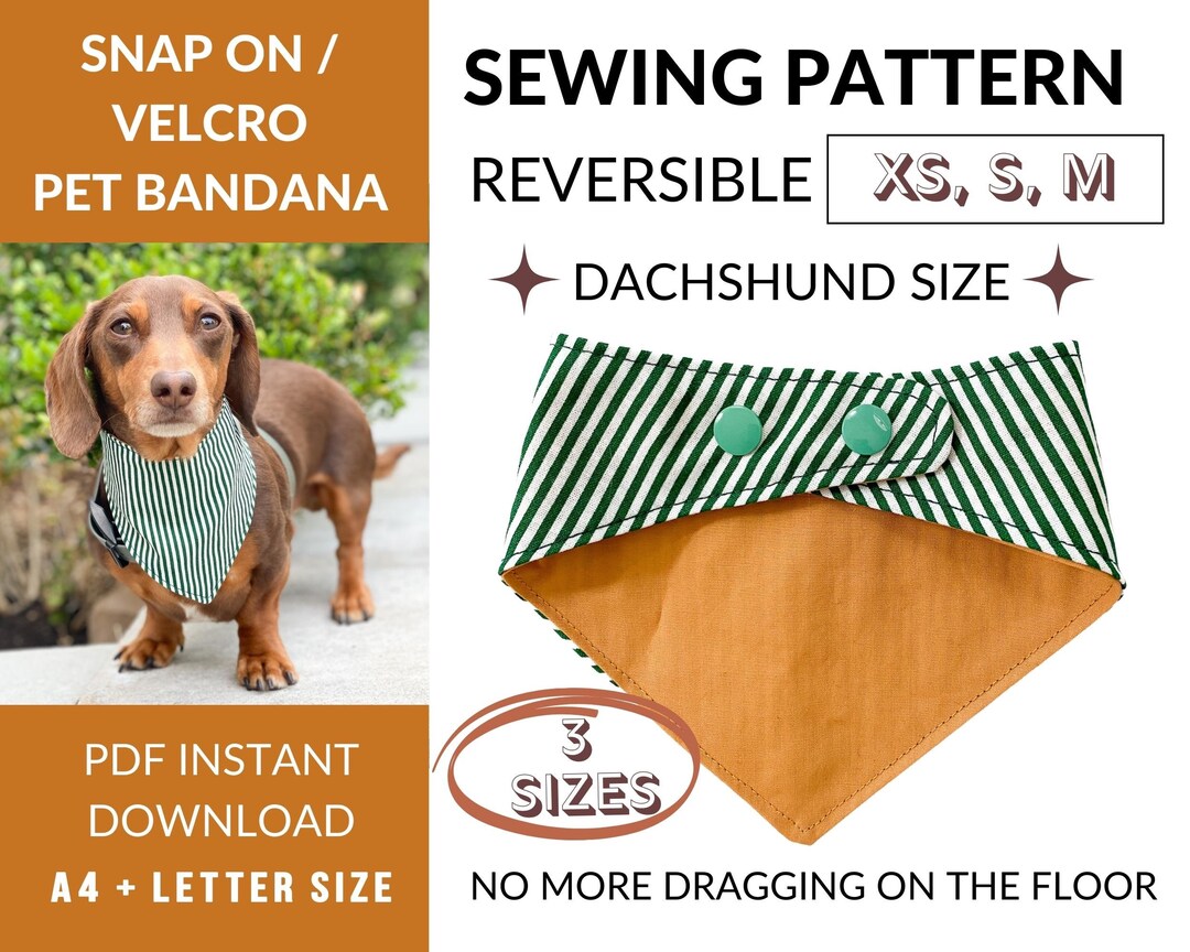 Dachshund Bandana XS S M Sewing Patterns PDF Download Etsy