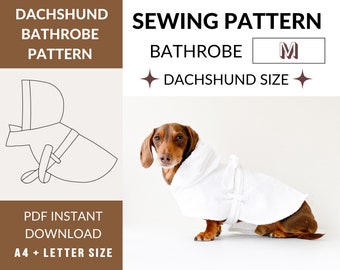 Dachshund Bathrobe Sewing Pattern (M) | PDF Pattern | Long Dog Bathrobe | After Bath | Beach Day