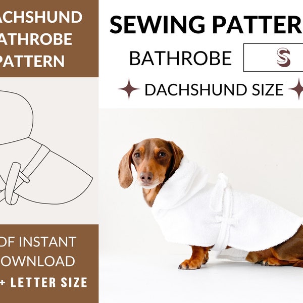 Dachshund Bathrobe Sewing Pattern (S) | PDF Pattern | Long Dog Bathrobe | After Bath | Beach Day