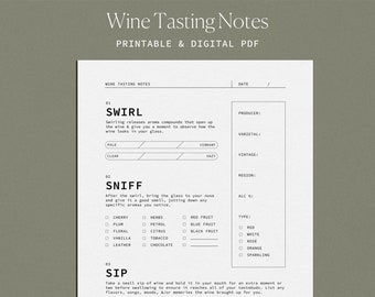 wine tasting notes printable, minimalist wine tasting log, printable & digital wine journal, wine tasting party, instant download A4/letter