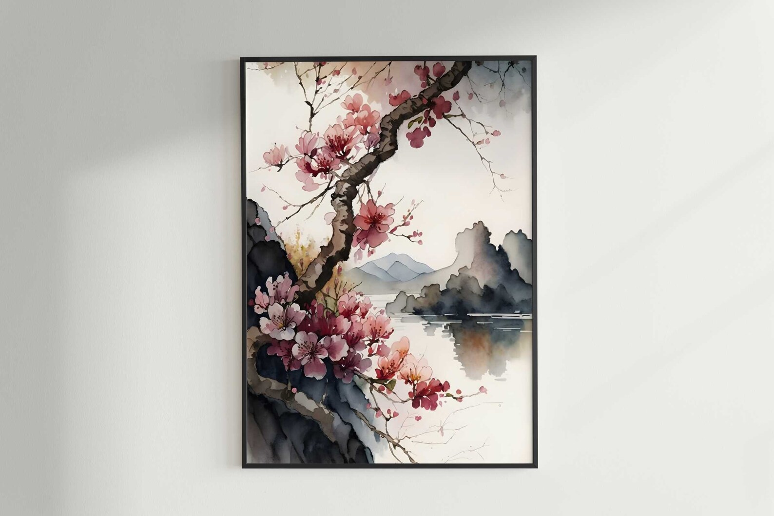 Cherry Blossom Painting Wall Art Japanese Flower Wall Decor Etsy