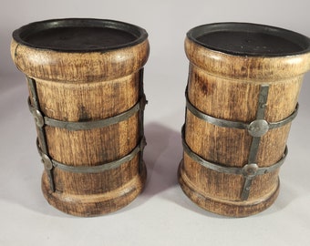 Elegant Expressions Portavelas de Madera y Metal Martillado Redondo 5,5”