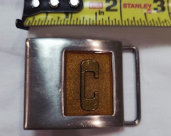 Hebilla de cinturón vintage Lee, Nueva York, EE. UU., década de 1970 y 1980, estilo vaquero, minimalista, retro, plateado, accesorio estilo western.