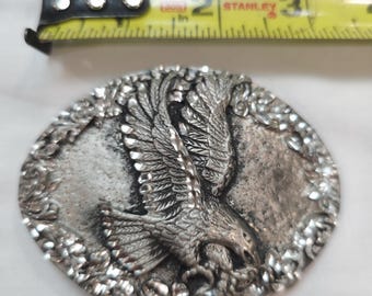 Hebilla de cinturón vintage con águila de bergamota de 1993, estilo patriótico occidental de EE. UU., fabricada en EE. UU., relieve pesado 363