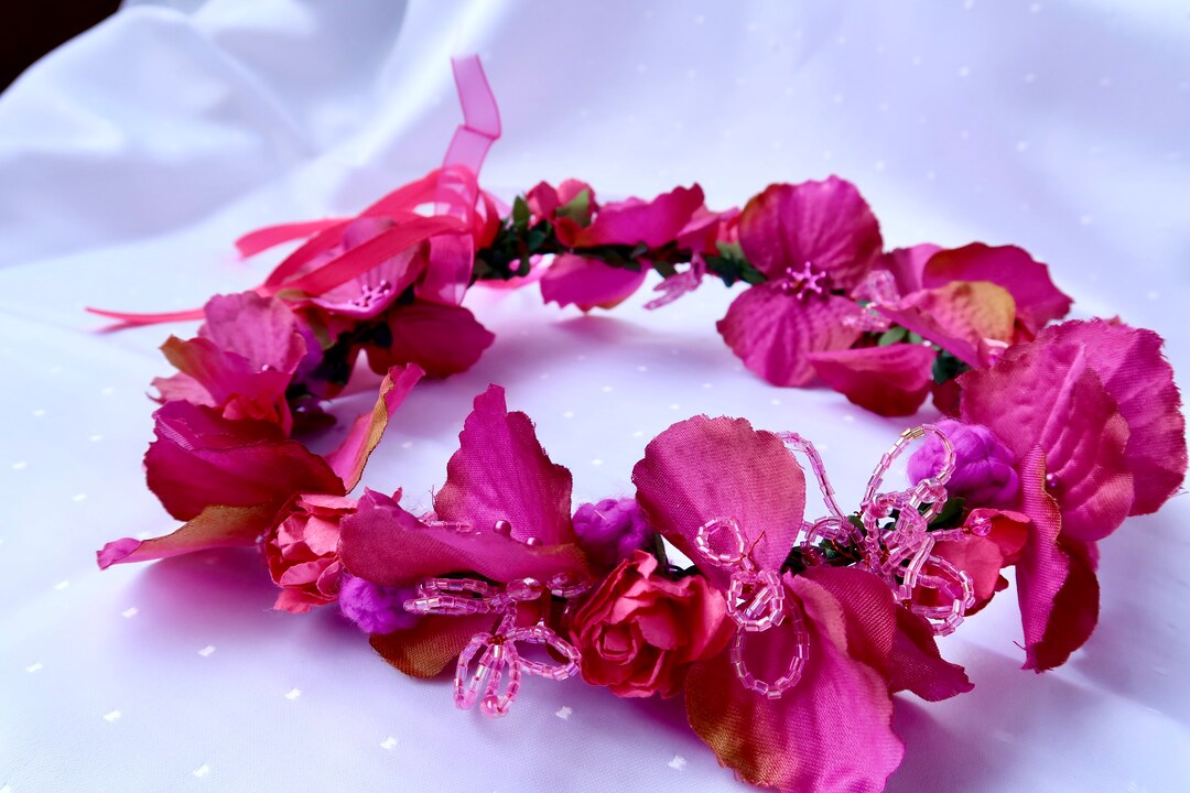 Flower Wreath on the Head Wedding Wedding Reception Etsy