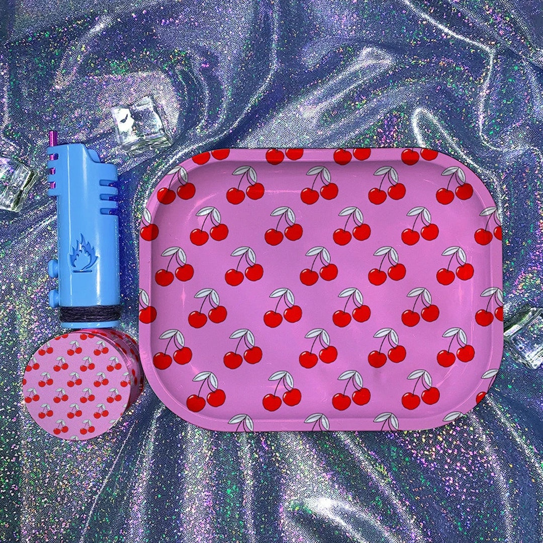Cherry Grinder Set, Pink Cherry Rolling Tray Gift Set, Herb Grinders
