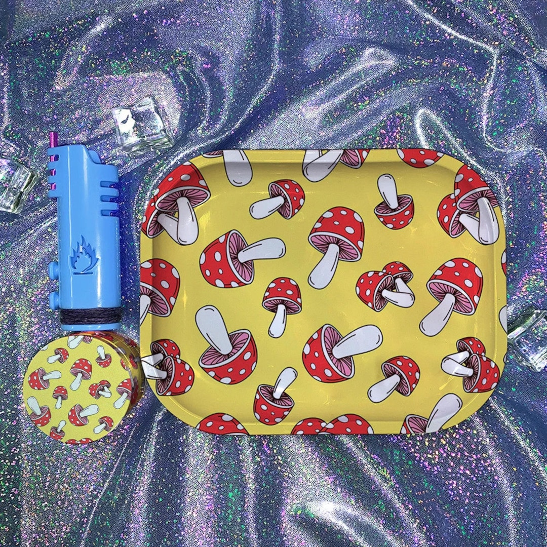 Mushroom Grinder Set Smoke Accessories Rolling Tray Etsy