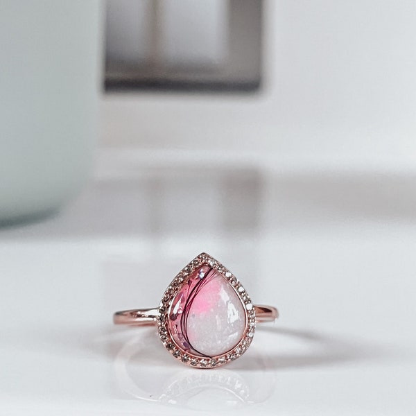 Drop Of Love | Cremation Ashes Ring | Cremation Jewelry | Pet Cremation Ring | Memorial Ashes Jewelry | Tear Drop Ring | Hair Keepsake