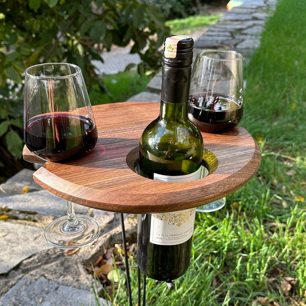 Wine holder Modern Wine stand Portable wine rack Wooden wine serving accessory Outdoor wine holder Elegant wine stand Rustic wine stand