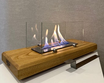 Elegante Tischplatte Feuerstelle Wohndekor Kaminsims Ambiente Raumdekor Handgemachtes Wohndekor Hauswärmendes Geschenk Holzdekor