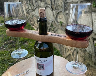 Holz Weinglas Halter - Tragbarer Wein Caddy - Holz Wein Butler - Ästhetischer Weinflaschen Halter - Jubiläumsgeschenk - Einzigartige Wein Geschenke