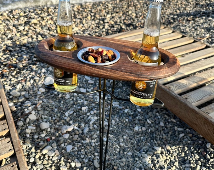 Outdoor Beer Table/ Collapsible Beer Table/ Beer Lover Gift/Tailgating/Christmas/Beer Bottle Holder/ Outdoor Entertaining/ FREE SHIPPING