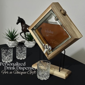 Personalized Whiskey Decanter - Wooden Alcohol Dispenser - Liquor Dispenser - Bourbon Decanter Set - Barware for Men - Christmas Gift